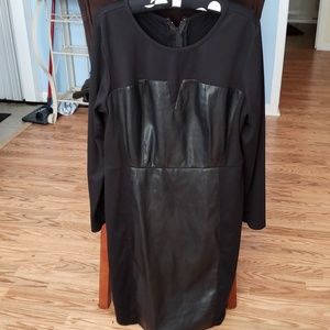 Black fake leather stretch dress